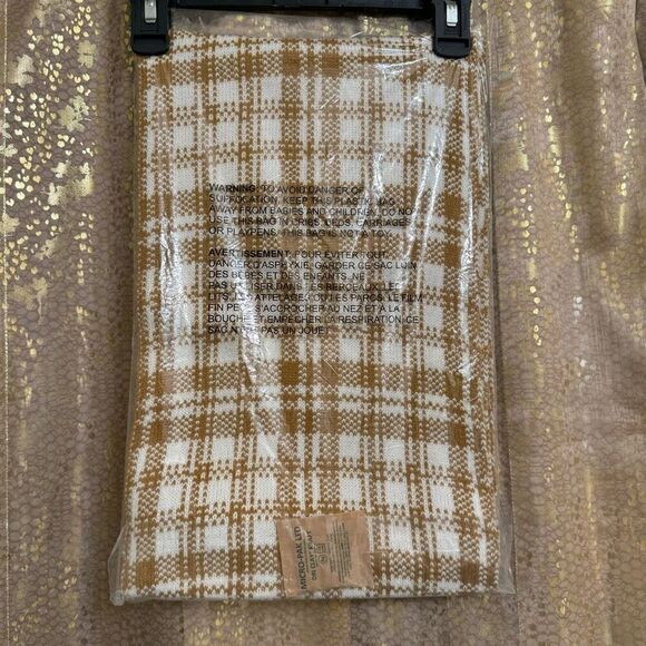Timberland Scarf Buffalo Plaid Tan Cream Winter Fall Unisex 10x68" - Picture 2 of 7